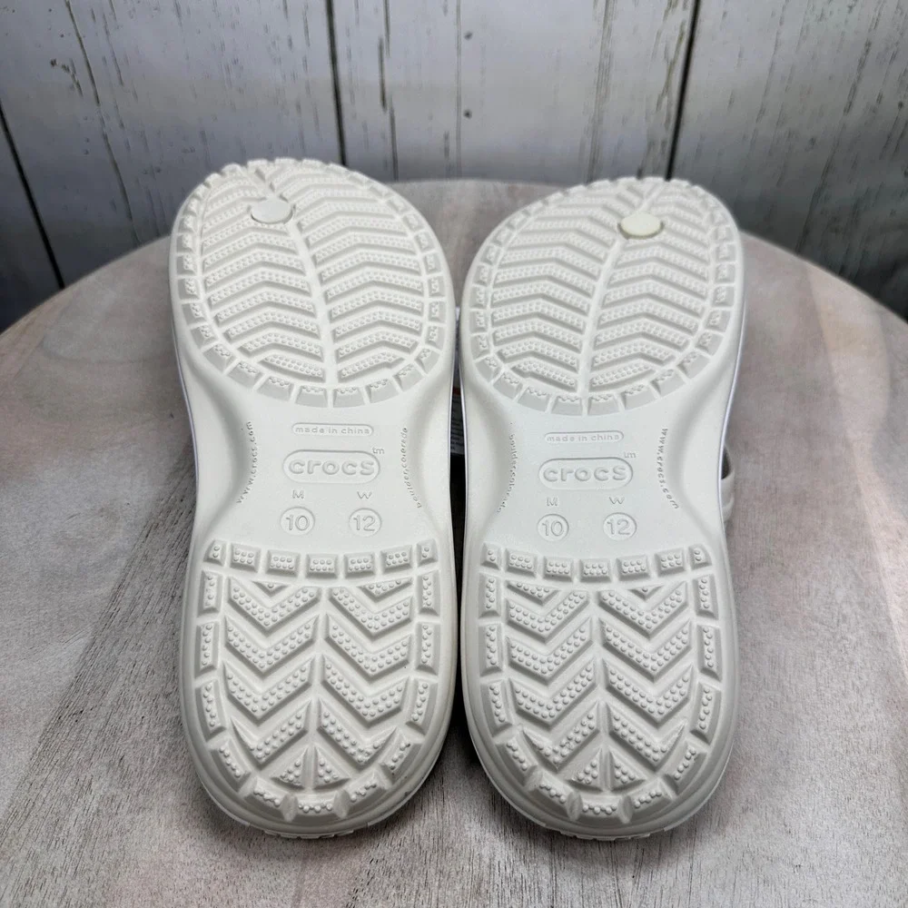 Crocs Crocband Flip Stucco White Unisex Mens 10 Womens 12 Sandals 11033-171 NEW